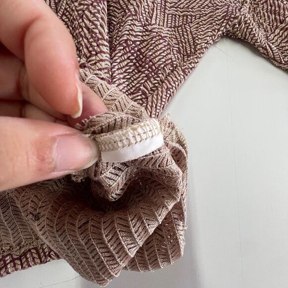 Zara Shirt Womens Small Red Brown Geometric Pleat Textured Top Oversized - Picture 5 of 8